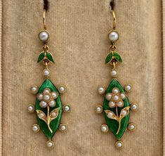 19Th Century Green Enamel Natural Pearl Forget Me Not Earrings | eBay Luxury Green Enamel Earrings, Dark Academia Jewelry, Baby Pearls, Historical Jewellery, Jewel Box, Green Enamel, Funky Jewelry, Enamel Jewelry, Natural Pearls