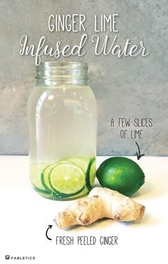 ginger lime infused water in a mason jar