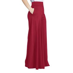 Red Pleated Wide Leg Long Pants Red Non-stretch Wide Leg Pants With Pockets, Burgundy Wide Leg Bottoms For Spring, Burgundy Wide-leg Bottoms For Spring, Elegant Red Full-length Dress Pants, Non-stretch Red Pants, Wide Leg Burgundy Pants With Pockets, Burgundy Wide Leg Pants With Pockets, Burgundy Wide-leg Pants With Pockets, Red Non-stretch Bottoms With Pockets