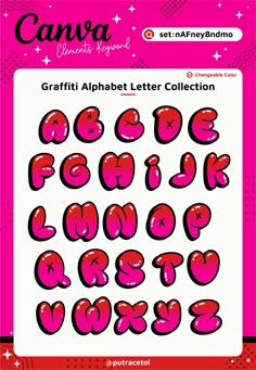 the alphabet letters are pink and black