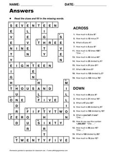 the crossword worksheet with answers