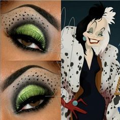 Cruella deville inspired Dalmatian Halloween, Fantasy Eyes, Cruella Costume, Halloweenský Makeup, Halloween Make-up Looks, Drag Make-up, Cruella Deville, Disney Makeup