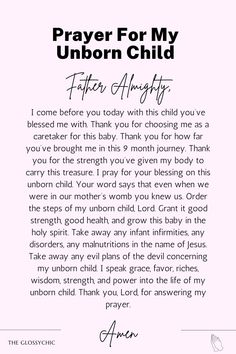 the prayer for an unknown child