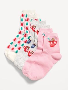 Novelty Quarter Crew Socks 3-Pack | Old Navy Preppy Presents, Santa With Reindeer, Girly Christmas, Fun Socks, Pajamas Gift, Cute Preppy Outfits, Family Maternity, Family Pajamas, Christmas Socks