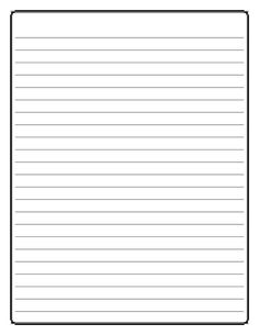 an empty sheet of lined paper with lines on the bottom, and one line at the top