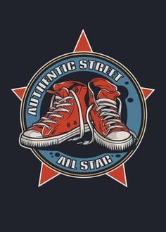 an image of red sneakers with the words atlantic street all star on it's side