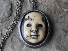 Creepy Baby Doll Hand Painted Cameo Lockets - Zombie, Zombie Baby, Scary Doll, Creepy Doll, Goth, Zombie Baby, Creepy Baby Dolls, Doll Creepy, Scary Doll, Creepy Doll, Scary Dolls, Creepy Dolls, Cameo Necklace, Opal Gemstone