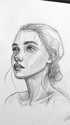 a pencil drawing of a woman's face