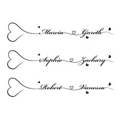 three hearts and the names of two people