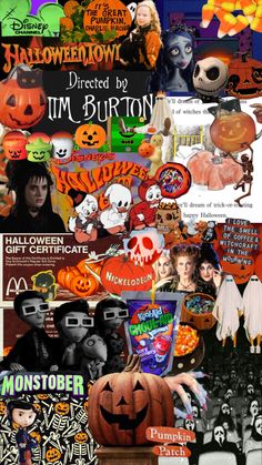 a collage of halloween images with pumpkins