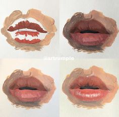 four pictures of different lips with the same lip color as well as their size and shape