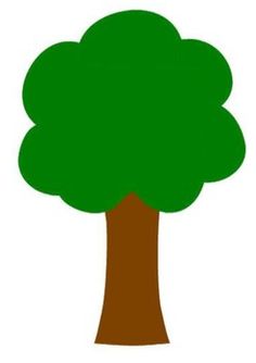 a drawing of a green tree with brown leaves on the top and bottom part of it's trunk