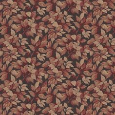 a brown and red wallpaper with many leaves on it's sides, all in different colors