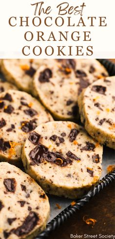 chocolate orange shortbread cookies on a sheet pan with orange zest scattered around and text overlay that says "the best chocolate orange cookies" Dark Chocolate Orange Shortbread, Chocolate Orange Crinkle Cookies, Chocolate Orange Sugar Cookies, Orange Chocolate Cookies Recipes, Orange Dark Chocolate Cookies, Chocolate Orange Shortbread Cookies, Dark Chocolate Orange Cookies, Christmas Icebox Cookies, Orange Chocolate Cookies