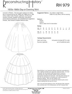 RH979 quick print Mid-Victorian 1850s-1860s Civil War - Etsy Portugal Skirts Pattern, Victorian Skirt, Skirt Sewing Pattern, Skirt Sewing, Evening Skirts, Paper Sewing Patterns, Skirt Patterns Sewing, Sewing Skirts, Time Period