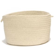 a large white rope basket on a white background