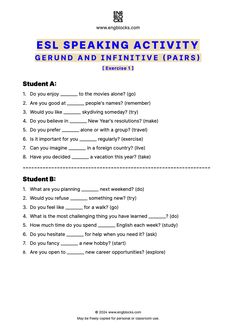 an esl speaking activity for students