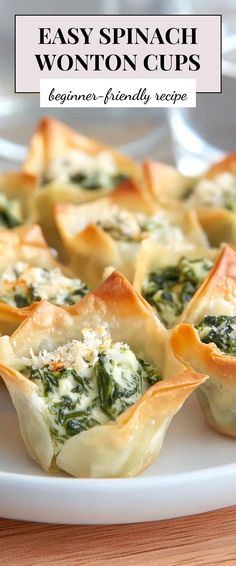 Image for Easy Spinach Wonton Cups Wonton Cups, Spinach Recipes, Spinach