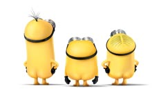 the minions movie poster with three characters