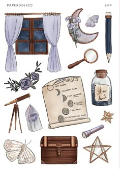 an image of various items that are in the shape of a book and other things