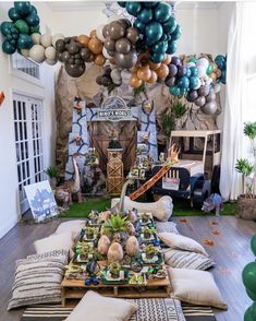 a living room filled with lots of balloons