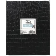 a black binder with a white label on it