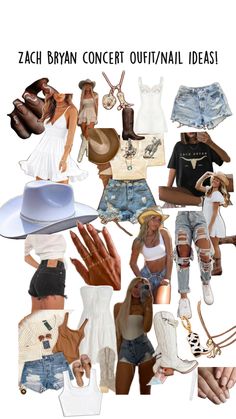 a collage of different outfits and accessories