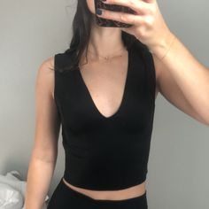 New Without Tag, Never Worn. Perfect Condition Black Stretch V-neck Crop Top, Casual V-neck Tank Top For Date Night, V-neck Stretch Crop Top For Night Out, Chic Black V-neck Crop Top, Black V-neck Crop Top For Spring, Trendy Zara V-neck Tank Top, Trendy V-neck Crop Top For Date Night, Zara Black V-neck Top, Stretch Black Tank Top For Date Night