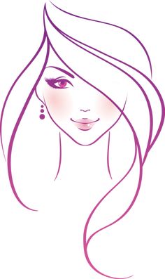 a woman's face with long hair and pink eyeshade, drawn by hand