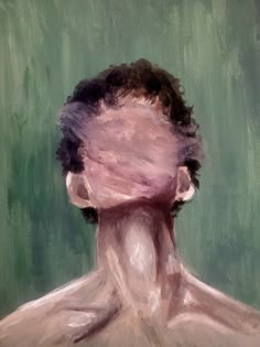 a painting of a man's head with his eyes closed