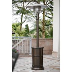 an outdoor patio heater on the ground