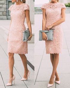 Beauty Fall Outfits Short Pink Lace Casual Dress , Short Prom Dress sold by SheDress on Storenvy Lace Casual Dress, Pink Bridesmaid Dresses Short, Casual Dress Short, Dusty Pink Bridesmaid Dresses, Dress Short Prom, Smart Clothes, Lace Dress Casual, Bride Outfits, Cheap Bridesmaid