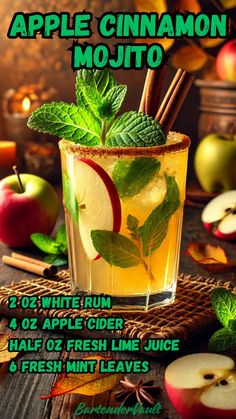 an advertisement for apple cinnamon mojito