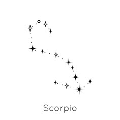 the zodiac sign scorpio is drawn in black ink on a white background