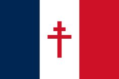 the flag of france with a cross on it's side and red, white, and blue stripes