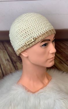 Beautiful  creme colored handmade crochet beanie hat. Each hat is made with 100% cotton yarn.  Fully washable. Yahwears has a stunning collection beanie/kufi/skull hats that will add a special element to your outfit.   Our beanies are made with special care and attention to detail.    -Can be worn by men or women. Not the color or size you are looking for? Inbox me for customized made-to-order kufi's. These are STANDARD MEASUREMENTS ONLY, please select small, medium, large, and X-large, and are made to fit the crown to the top ear in height.  Please convo me for custom sizes,  will need head circumference and height.   Extra charges may apply if extensive customization is needed. Make sure you check your measurements before ordering.  Remember these are standard sizes only.  Please conside Adjustable Cream Cap Beanie, Beige Crochet Beanie Hat, Cream Crochet Hat One Size, Beige Crochet Beanie Hat One Size, Cream Crochet Hat One Size Fits Most, Cream Crochet Hat, One Size Fits Most, Beige Cotton Beanie Hat, Beige Crochet Beanie Hat, One Size Fits Most, Adjustable Cream Crochet Cap