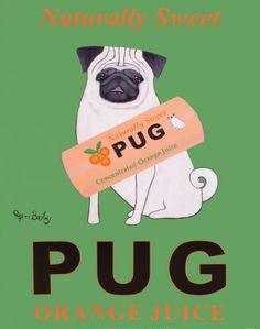 a wooden sign with a pug on it