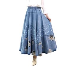 Be ready to stand out from the crowd in our Bohemian Light Maxi Denim Skirt from the 2023 Spring-Summer Collection! This stylish skirt is designed to channel your inner bohemian. with embroidered detailing. a long silhouette. and a high waist design. A rubber closure completes the look. ensuring you're ready to hit the streets in style.Key Highlights: Boho Chic: This skirt is perfect for any bohemian-inspired look with its embroidered detailing and effortless silhouette. Long & High-Waisted: Wit Summer Non-stretch Denim Skirt, Non-stretch Denim Skirt For Summer, Spring Lined Maxi Skirt, Bohemian Non-stretch Bottoms With Floral Embroidery, Spring Wide-leg Maxi Skirt, Spring Embroidered Flared Skirt, Wide Leg Denim Skirt For Spring, Non-stretch Medium Wash Skirt For Summer, Spring Floral Embroidered Long Skirt