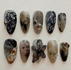 Nail Piercing, Hippie Nails, Punk Nails, Floral Nail, Grunge Nails, Manicure Y Pedicure