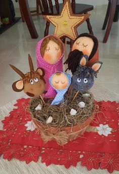 the nativity scene is made out of wood