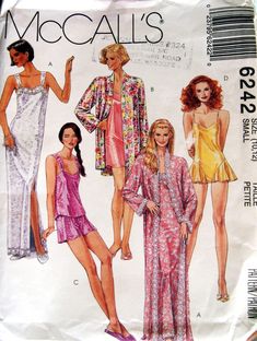 This is an uncut sewing pattern only.  It is not a kit or a completed project.  The pattern is from 1992 by McCall's.   It has some shelf wear but overall it is in fair condition. CONDITION ISSUE: The outer pattern envelope is a bit banged up but the inner contents are in good shape. Includes patterns and instructions for misses' robe and nightgown in two lengths, camisole, shorts and teddy. Size is adult small (10 to 12). Body Measurements Bust 32-1/2 to 34 inches Waist 25 to 26-1/2 inches  Hip 34-1/2 to 36 inches   Back waist length 16 to 16-1/4 inches  It will be shipped ground advantage USPS with tracking in a poly bubble mailer.  International first class outside the US. Find more sewing books and patterns here! https://www.etsy.com/shop/NeedANeedle?section_id=17091132&ref=shopsection Outer Pattern, Mccalls Patterns Vintage, Nightgown Pattern, Women's Sewing Pattern, Tap Pants, Sewing Lingerie, Teddy Lingerie, Vintage Fur, Couture Vintage