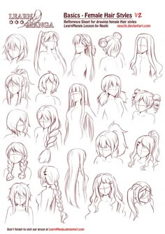 various hairstyles for female hair styles and how to draw them in the style