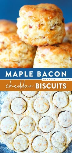 MAPLE BACON CHEDDAR BISCUITS, appetizers, bread recipes Breakfast Bread Recipes Easy, Warm Cheddar Cheese Biscuits, Savory Breakfast Bread Recipes, Sweet Cheese Recipes, Breakfast Recipes Biscuits, Maple Syrup Appetizers, Savory Fall Baked Goods, Sweet And Savory Brunch, Sweet And Savory Dinner Recipes