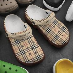 Get your product: Burberry Crocs Crocband Clog Comfortable Water Shoes In Brown
1. PRODUCT INFORMATION:

Incredibly light and fun to wear.
Water-friendly and buoyant; weighs only ounces.
Ventilation ports add breathability and help shed water and debris.
Easy to clean and quick to dry.
Upper: Croslite.
Lining: Croslite.
Sole: Croslite.
2. SIZE CHART:
3. RETURN:
We will gladly issue you a replacement item or issue a refund back to your original form of payment for any of the following reasons:
Yo Clean Crocs, Crocband Clog, Crocs Clog, Crocs Crocband, Clogs Shoes, Water Shoes, Check Pattern, Tops For Leggings, Strap Heels