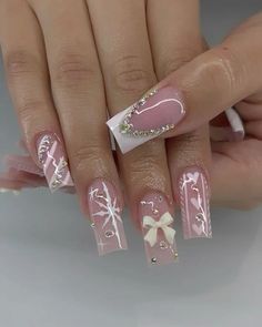 Spring Acrylic Nails, Simple Gel Nails, Girly Acrylic Nails, Cute Acrylic Nail Designs, French Acrylic Nails, Short Square Acrylic Nails, Christmas Nails Acrylic, Unique Acrylic Nails, Soft Nails