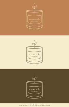 three different logos for candles and candlesticks, each with an image of a candle on