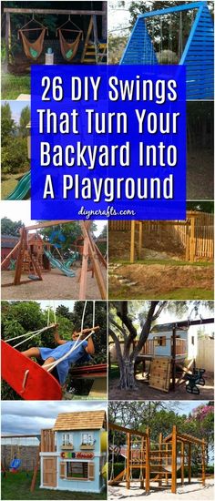 the back yard with swings, slides and play ground for kids to play on in