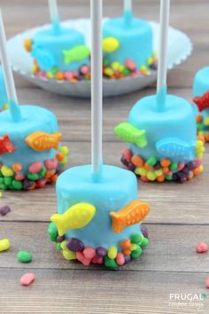 cake pops with candy and candies on them