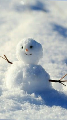 a snowman is standing in the snow