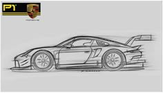 a drawing of a sports car